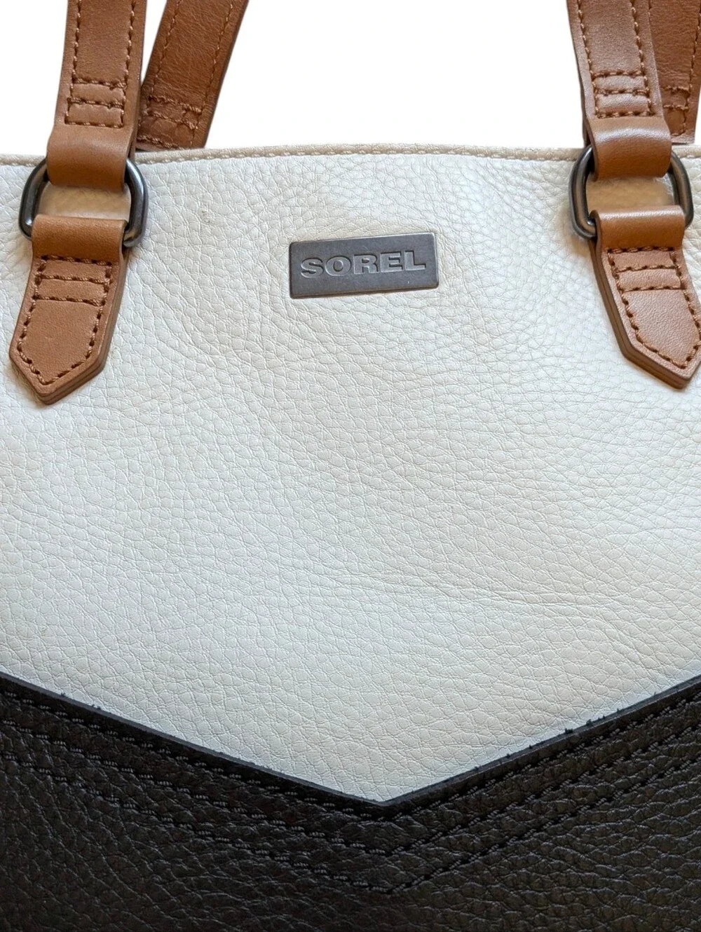 Sorel Three-Tone Leather Tote Bag Business Casual Carryall Shoulder